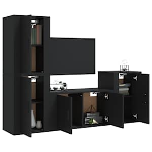 vidaXL Set de muebles para TV 4 piezas madera contrachapada negro