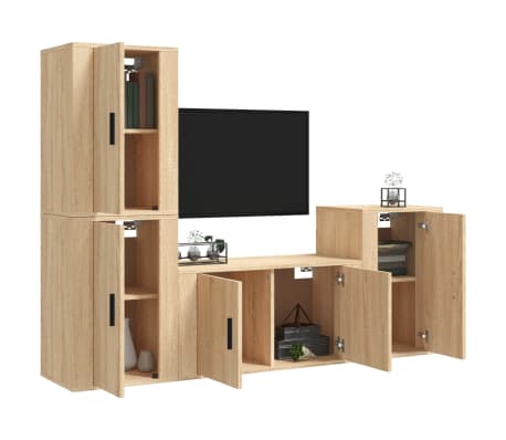 vidaXL Ensemble de meubles TV 4 pcs Ch&ecirc;ne sonoma Bois d'ing&eacute;nierie