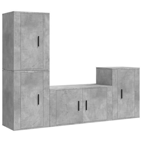 vidaXL 4-osaline telerikappide komplekt, betoonhall, tehispuit