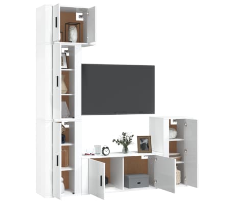 vidaXL 5 Piece TV Cabinet Set High Gloss White Engineered Wood