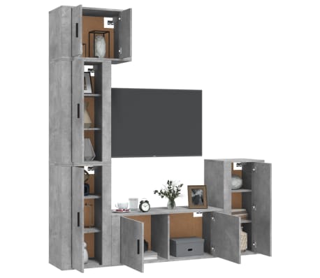 vidaXL 5 Piece TV Cabinet Set Concrete Grey Engineered Wood