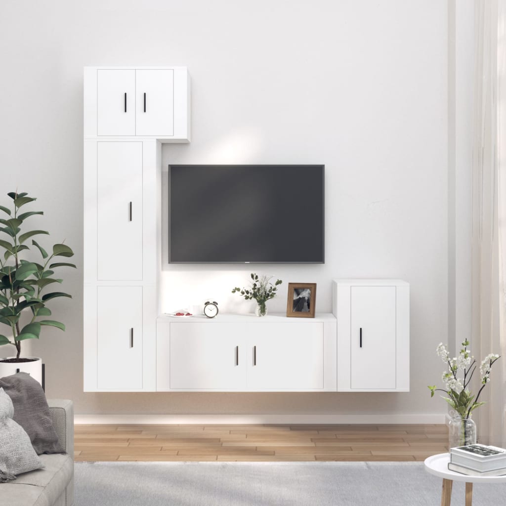 vidaXL Ensemble de meubles TV 5 pcs Blanc Bois d'ingénierie