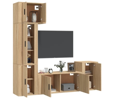 vidaXL Televizoriaus spintelių komplektas, 5 dalių, ąžuolo, mediena