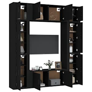 vidaXL Televizoriaus spintelių komplektas, 8 dalių, juodas, mediena