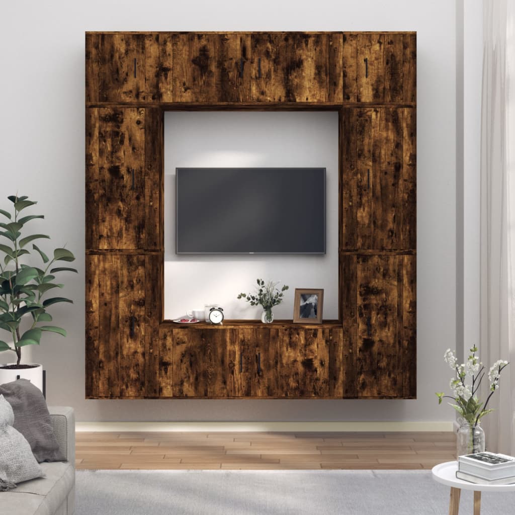 vidaXL Ensemble de meubles TV 8 pcs Chêne fumé Bois d'ingénierie