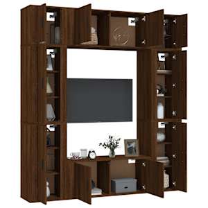 vidaXL TV spintelių komplektas, 8 dalių, rudas ąžuolo, mediena