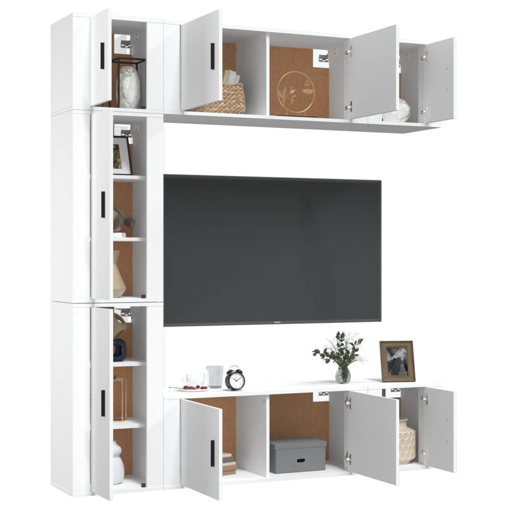 vidaXL 7-delige Tv-meubelset bewerkt hout wit