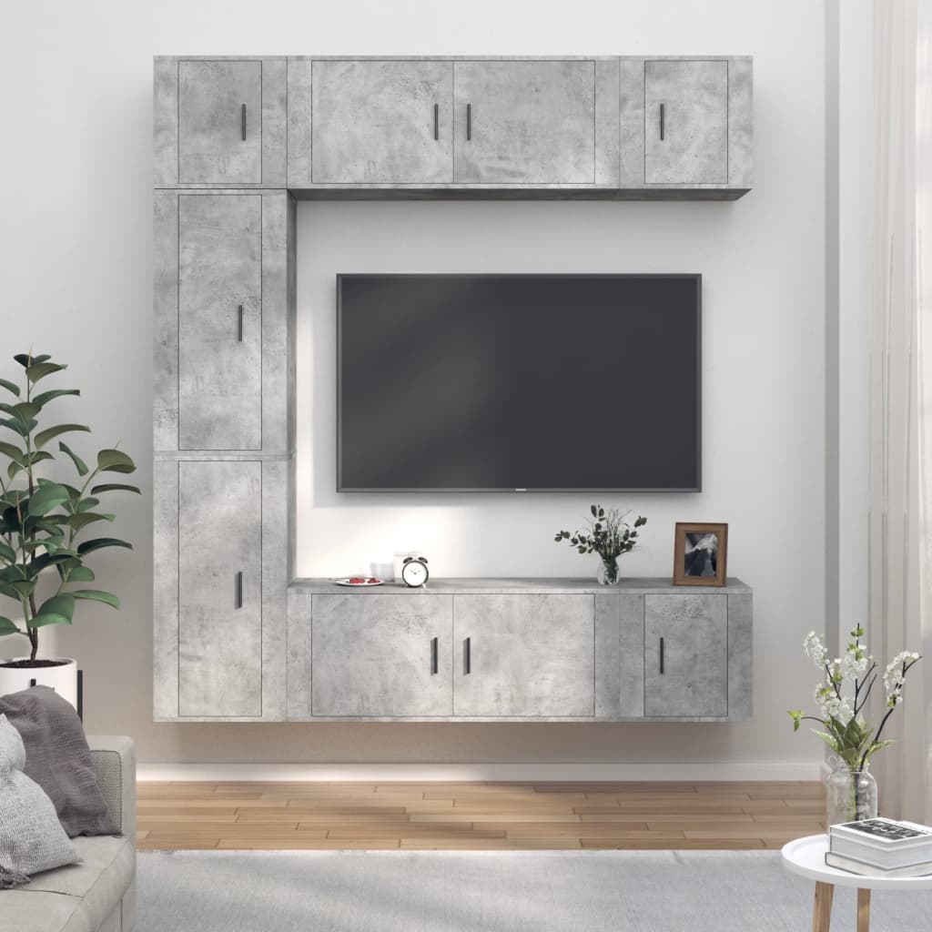 vidaXL 7dílný set TV skříněk betonově šedý kompozitní dřevo