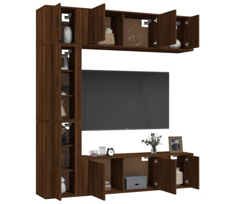 vidaXL 7 Piece TV Cabinet Set Brown Oak Engineered Wood