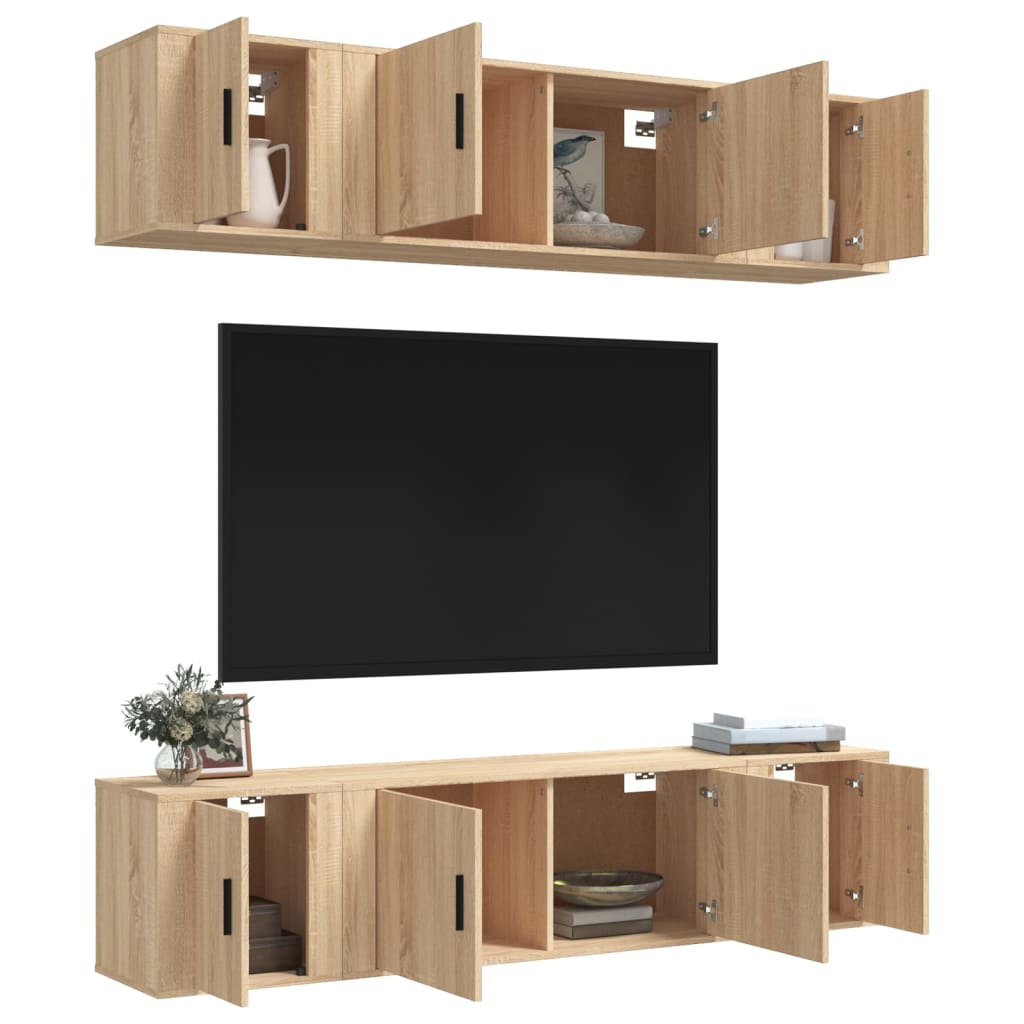 Thumbnail - vidaXL 6-tlg. TV-Schrank-Set Sonoma-Eiche Holzwerkstoff