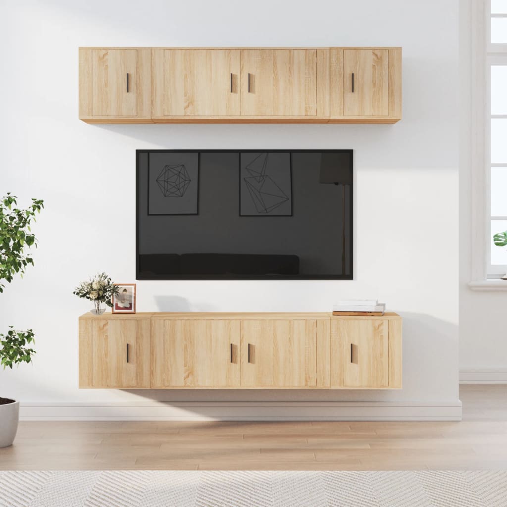vidaXL Set dulap TV, 6 piese, stejar sonoma, lemn prelucrat