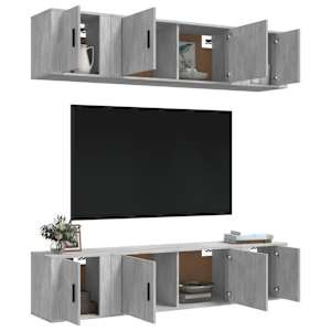 6dílný set TV skříněk betonově šedý kompozitní dřevo - obrázek 3