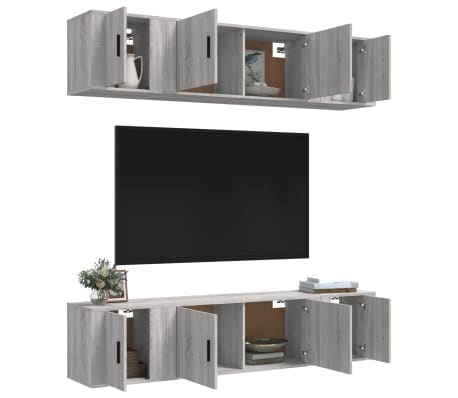 vidaXL Ensemble de meubles TV 6 pcs Sonoma gris Bois d'ing&eacute;nierie