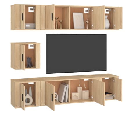 vidaXL Komplet TV omaric 7-delni sonoma hrast inženirski les