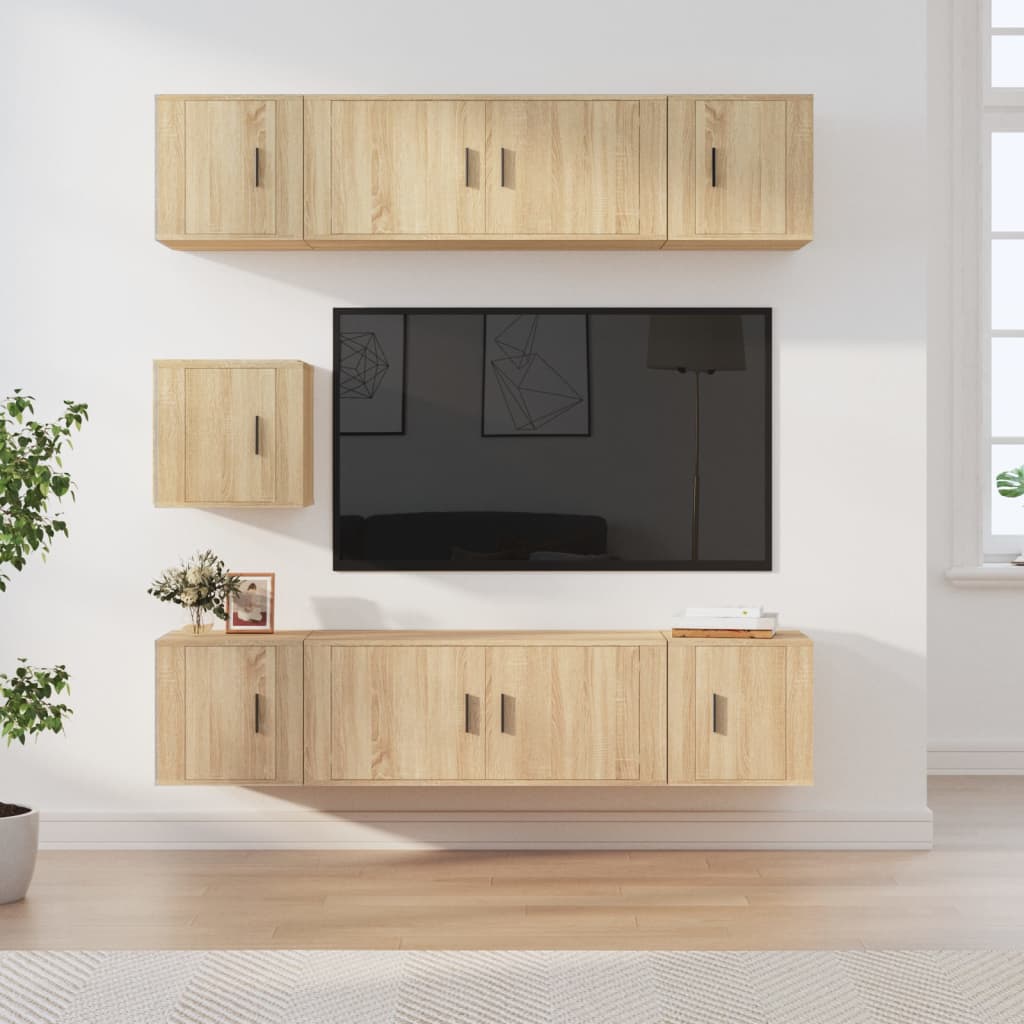 vidaXL 7-tlg. TV-Schrank-Set Sonoma-Eiche Holzwerkstoff