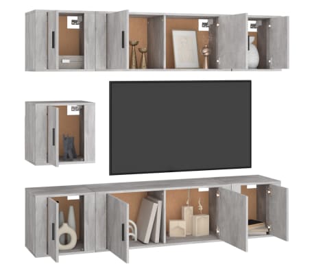 vidaXL 7 -osaline telerikappide komplekt, hall Sonoma, tehispuit