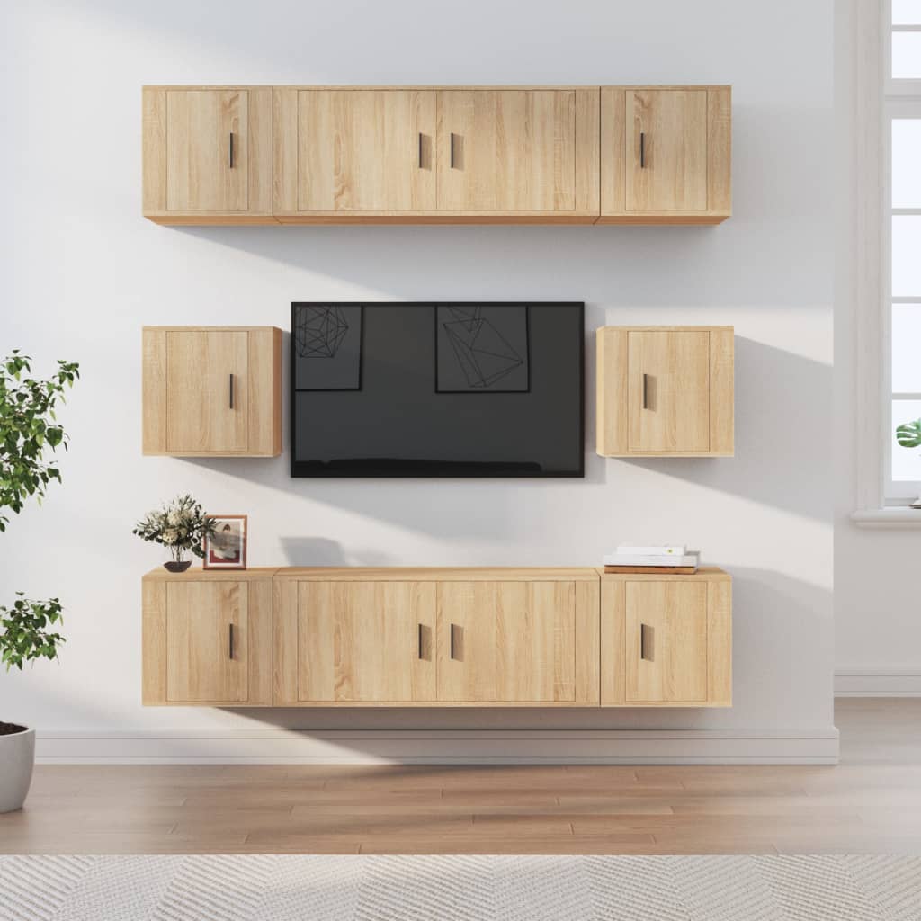 vida XL 8-tlg. TV-Schrank-Set Sonoma-Eiche Holzwerkstoff