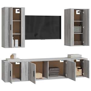 vidaXL 5-tlg. TV-Schrank-Set Grau Sonoma Holzwerkstoff