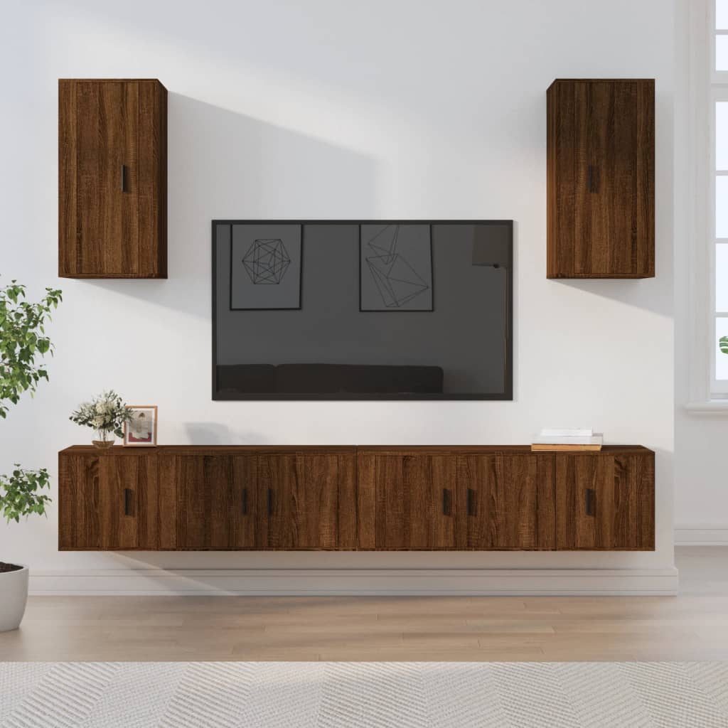 6dílný set TV skříněk hnědý dub kompozitní dřevo