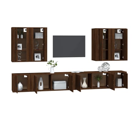 vidaXL 8-częściowy zestaw szafek telewizyjnych, brązowy dąb