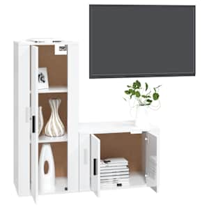 vidaXL 2 Piece TV Cabinet Set High Gloss White Engineered Wood
