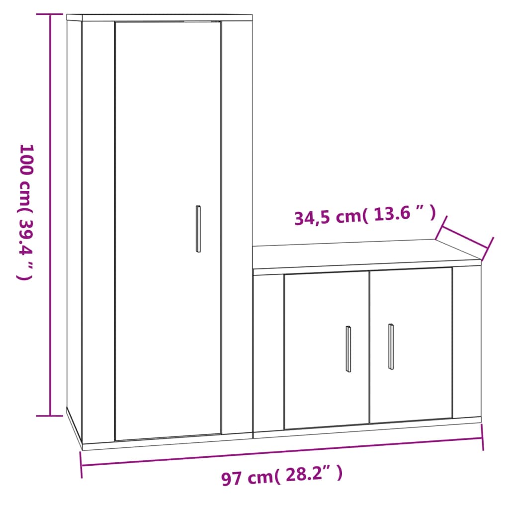 Klasyczny zestaw szafek TV - 57x34,5x40 cm, 40x34,5x100 cm, dąb sonoma