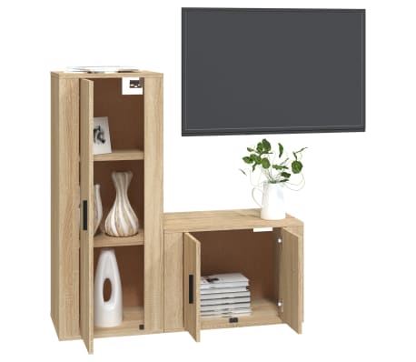 vidaXL Ensemble de meubles TV 2 pcs ch&ecirc;ne sonoma bois d'ing&eacute;nierie