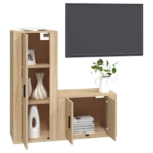 vidaXL Ensemble de meubles TV 2 pcs ch&ecirc;ne sonoma bois d'ing&eacute;nierie