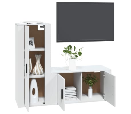 vidaXL 2-tlg. TV-Schrank-Set Wei&szlig; Holzwerkstoff