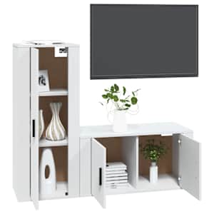 vidaXL 2-tlg. TV-Schrank-Set Wei&szlig; Holzwerkstoff