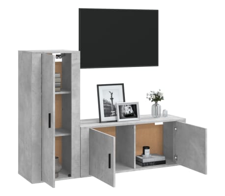 vidaXL 2-tlg. TV-Schrank-Set Betongrau Holzwerkstoff