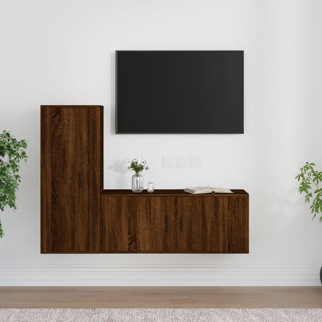 2dílný set TV skříněk hnědý dub kompozitní dřevo