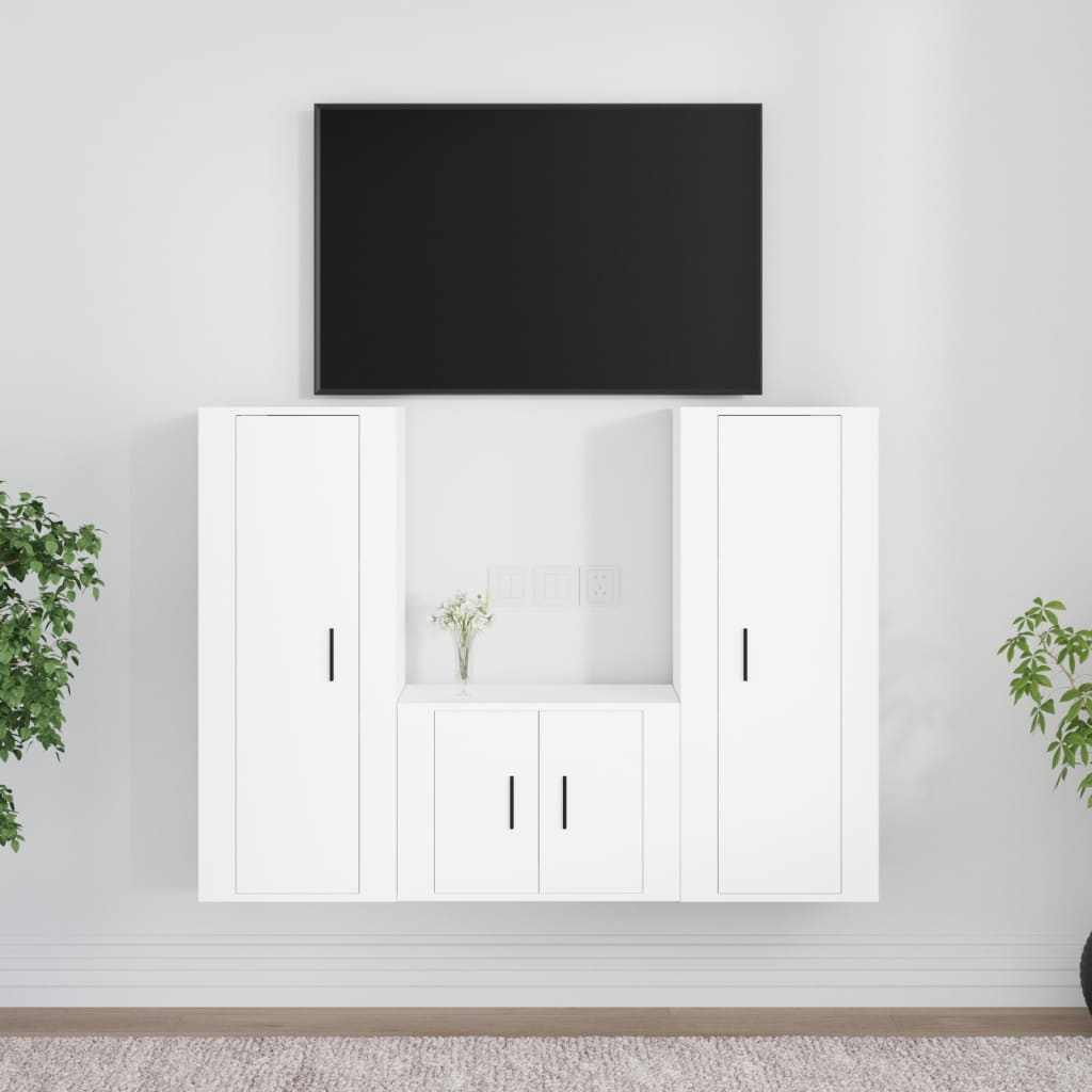 3dílný set TV skříněk bílý kompozitní dřevo