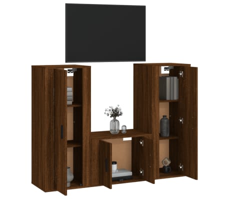 vidaXL Ensemble de meubles TV 3 pcs Ch&ecirc;ne marron Bois d'ing&eacute;nierie