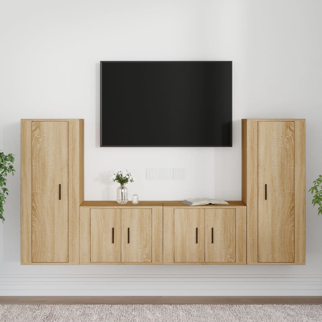 4-dielna súprava TV skriniek dub sonoma spracované drevo