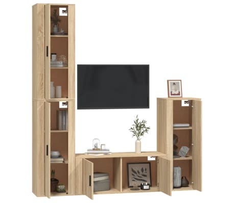 vidaXL Televizoriaus spintelių komplektas, 4 dalių, ąžuolo, mediena