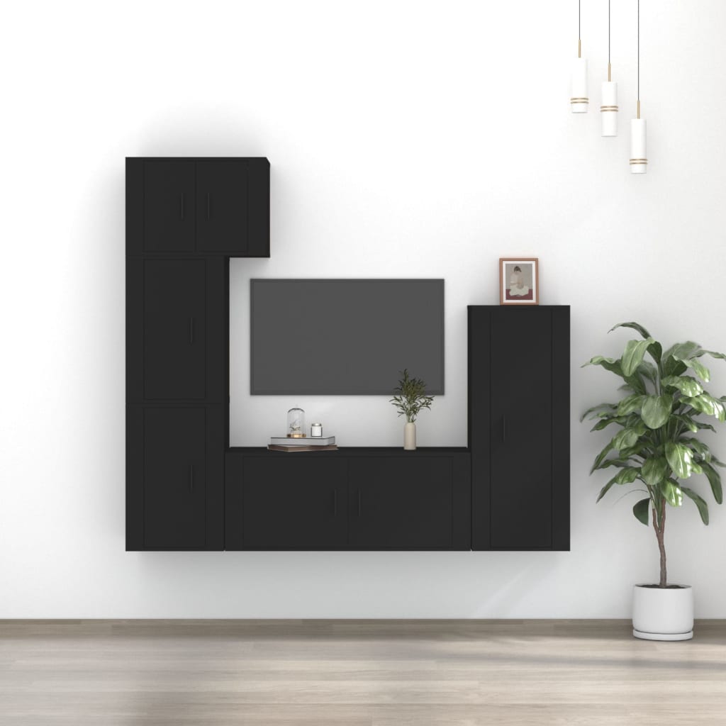 5dílný set TV skříněk černý kompozitní dřevo