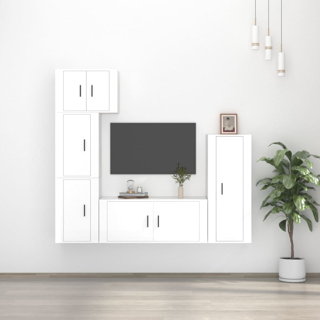 vidaXL 5dílný set TV skříněk bílý s vysokým leskem kompozitní dřevo