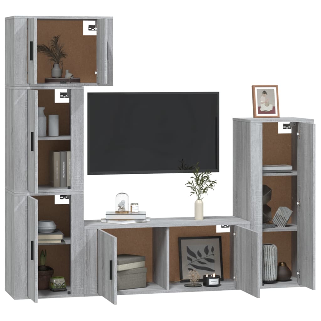 vidaXL 5 Piece TV Cabinet Set Grey Sonoma Engineered Wood