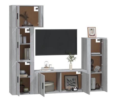 vidaXL 5 Piece TV Cabinet Set Grey Sonoma Engineered Wood