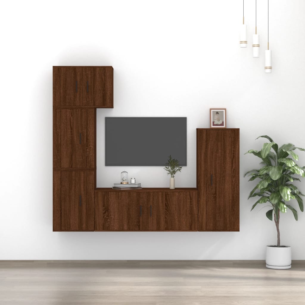 vidaXL Ensemble de meubles TV 5 pcs Chêne marron Bois d'ingénierie