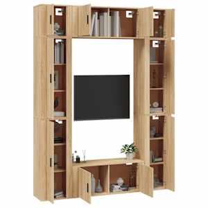 vidaXL Televizoriaus spintelių komplektas, 8 dalių, ąžuolo, mediena