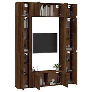 vidaXL TV spintelių komplektas, 8 dalių, rudas ąžuolo, mediena