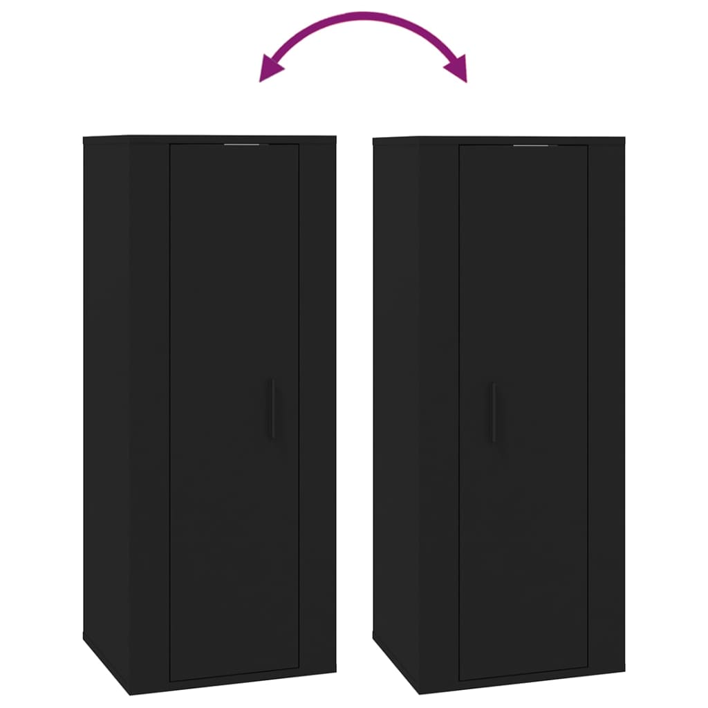 7 részes fekete szerelt fa TV-szekrényszett