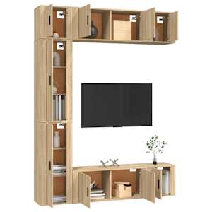 vidaXL Televizoriaus spintelių komplektas, 7 dalių, ąžuolo, mediena