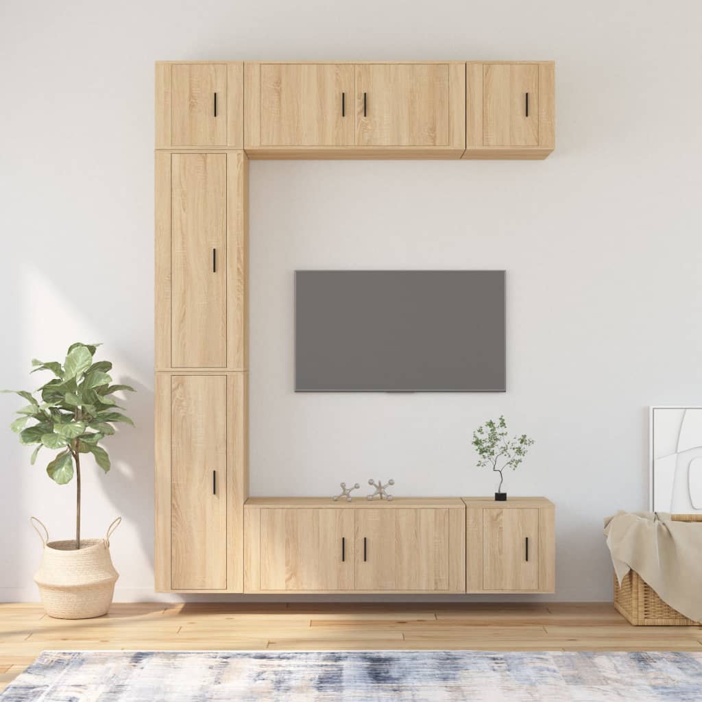 vida XL 7-tlg. TV-Schrank-Set Sonoma-Eiche Holzwerkstoff