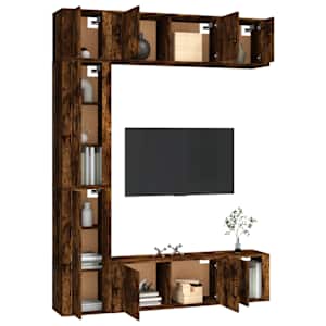 vidaXL 7-delige Tv-meubelset bewerkt hout gerookt eikenkleurig