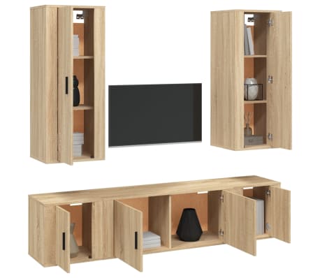 vidaXL Televizoriaus spintelių komplektas, 5 dalių, ąžuolo, mediena