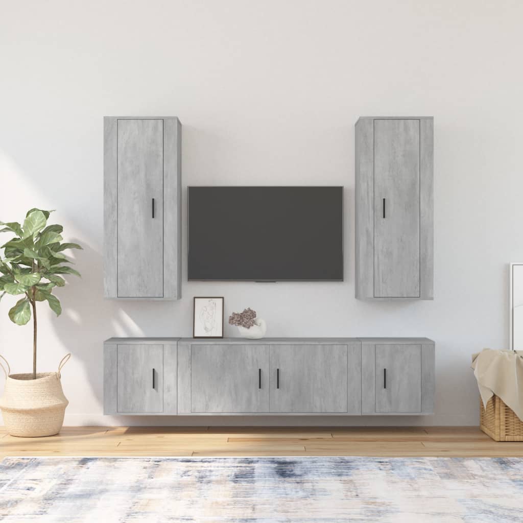 5dílný set TV skříněk betonově šedý kompozitní dřevo