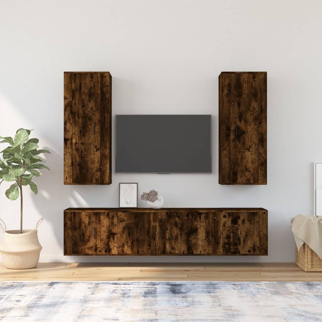 vida XL 5-tlg. TV-Schrank-Set Räuchereiche Holzwerkstoff